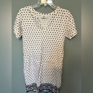 Vineyard Vines white linen blend sheath dress with black pattern